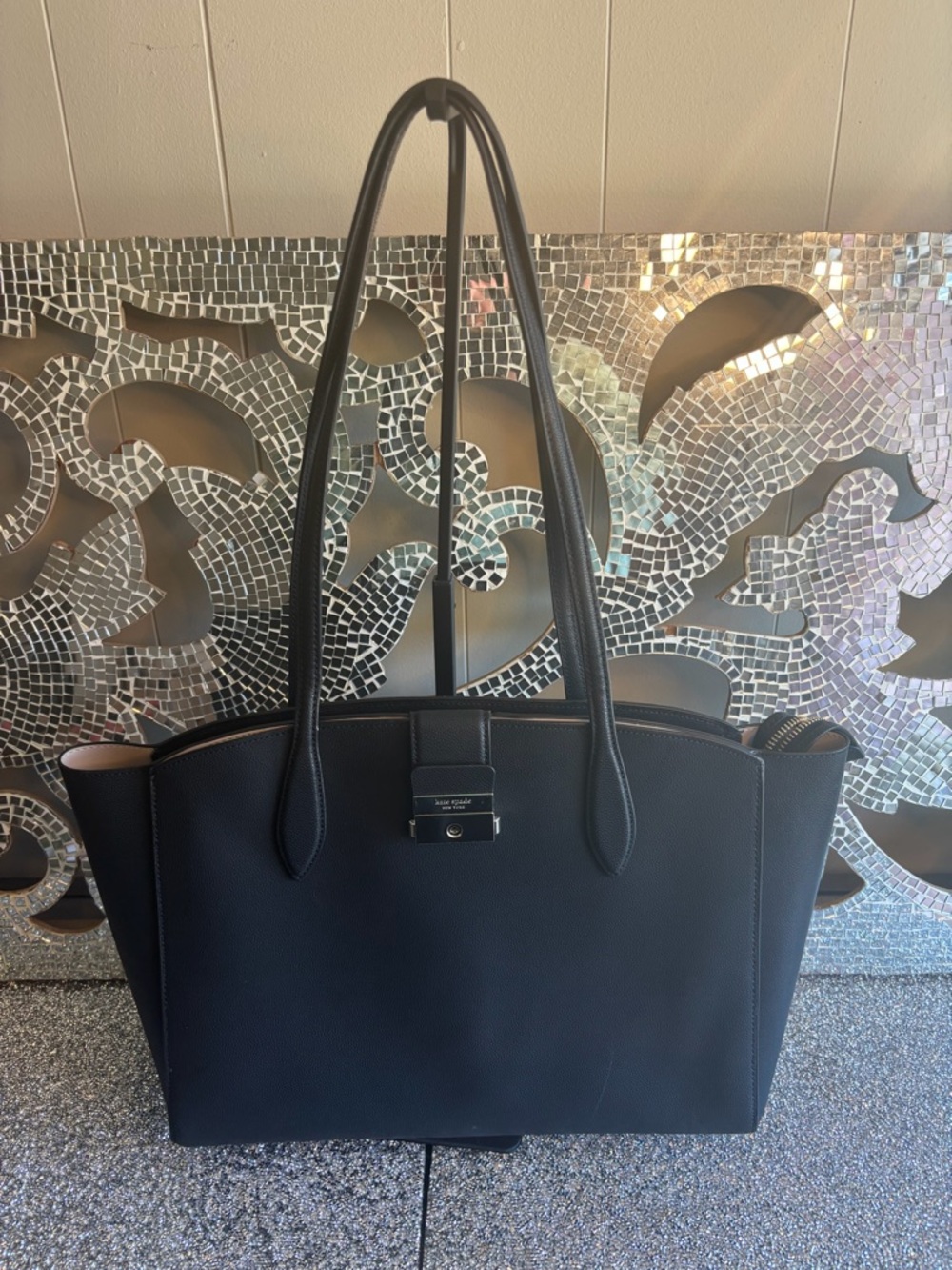 💕Kate Spade Black Leather Tote Bag with Long Straps